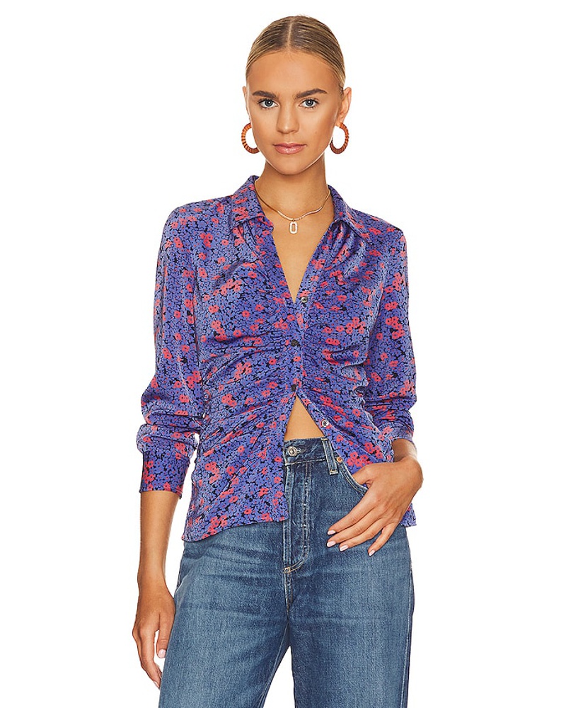 RAILS Damen Rails KURZARMBLUSE MIT KNOPFVERSCHLUSS LISA in Blue