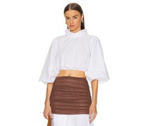 Helsa OBERTEIL POPLIN PUFF SLEEVE in White