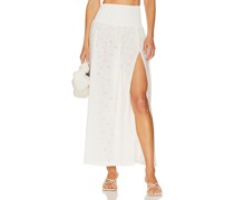 WeWoreWhat Smocked Slit Maxi Skirt in White