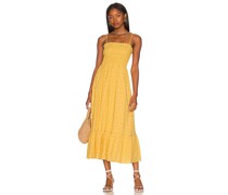 Line & Dot MIDI-KLEID HAILEE FLORA in Yellow