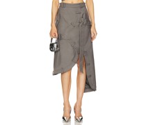 ROKH Asymmetric Belted Skirt in Taupe