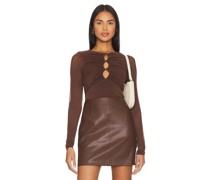 MINKPINK MESH-OBERTEIL ALLURE in Chocolate