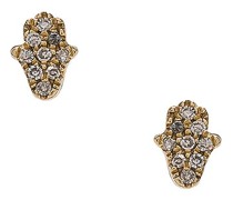 STONE AND STRAND OHRRINGE in Metallic Gold.
