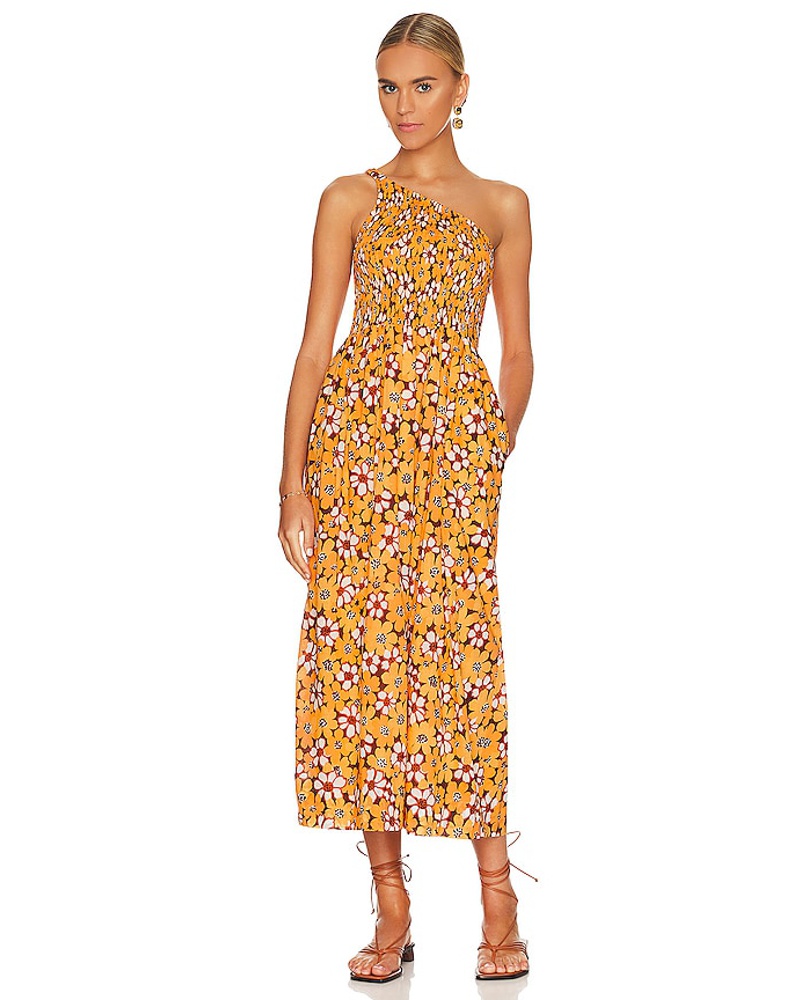 Faithfull The Brand Damen FAITHFULL THE BRAND MIDI-KLEID KHALANI in Orange