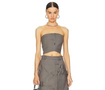 ROKH Button Detailed Tube Top in Taupe