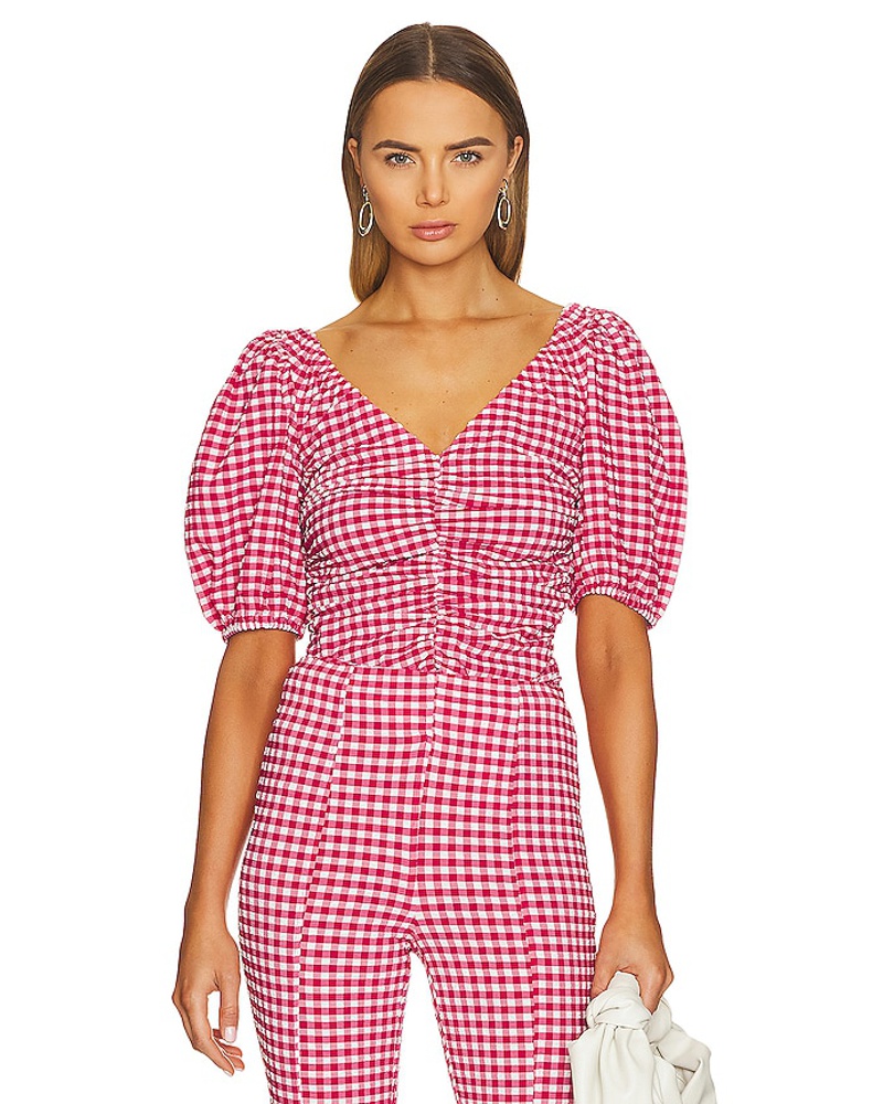 Ganni Damen Ganni OBERTEIL GATHERED in Red