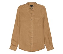 Vince Linen Long Sleeve Shirt in Brown