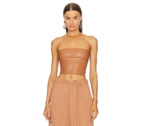 Lapointe Faux Leather Tube Top in Tan