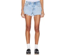 RE/DONE X Pam Anderson Mid Rise Relaxed Short in Denim-Light