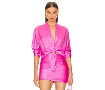 The Sei Long Sleeve Tie Front Blouse in Pink
