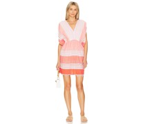 Lemlem Eshal Short Plunge Neck Dress in Pink
