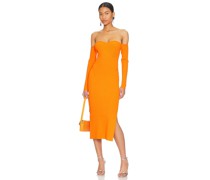 MILLY MIDI-KLEID KNIT BUSTIER in Orange