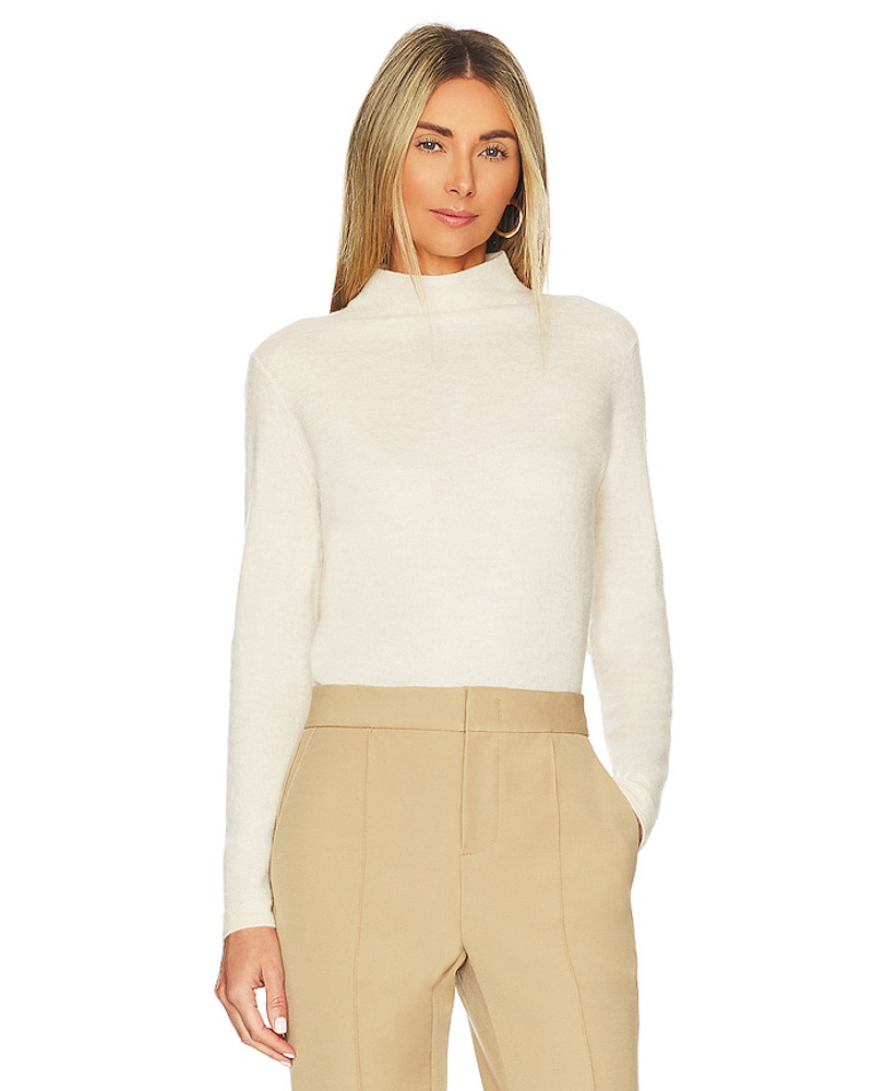 Vince Damen Vince STRICK MOCK NECK in Cream