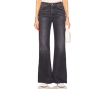 GRLFRND JEANS JADE LOW RISE RELAXED FLARE in Charcoal