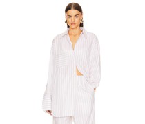 Helsa HEMD COTTON POPLIN STRIPE OVERSIZED in Beige.