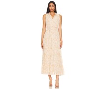 1. STATE Tie Neck Tiered Maxi Dress in Peach