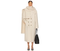 Helsa Oversized Coat With Detachable Scarf in Ivory