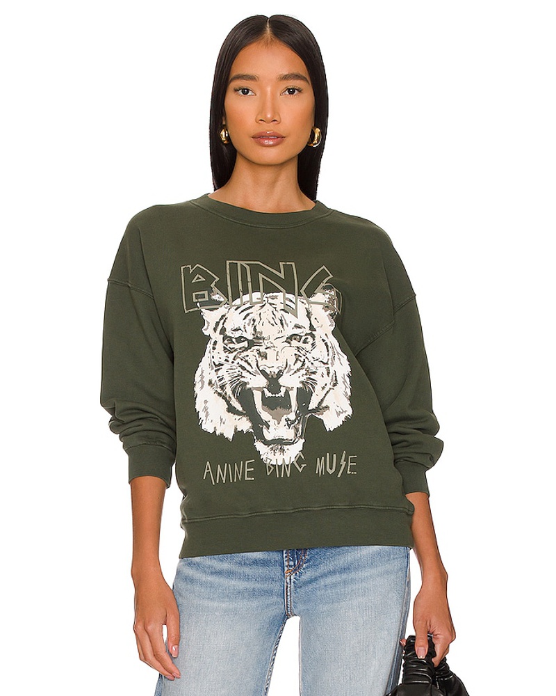 Anine Bing Damen ANINE BING SWEATSHIRT TIGER in Dark Green