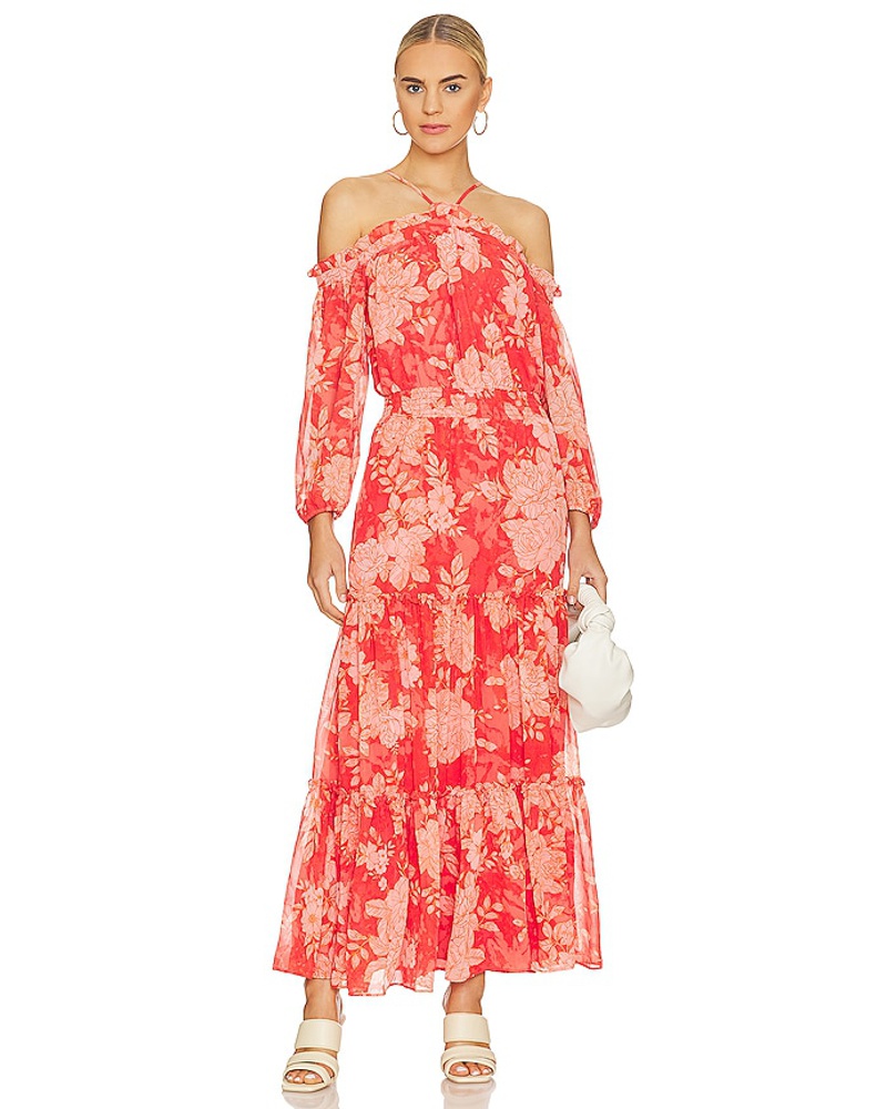 1.STATE Damen 1. STATE Smocked Waist Halter Maxi Dress in Coral