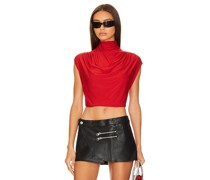 Commando CROPPED-TOP MIT DRAPIERUNG BUTTER in Red