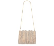 Loeffler Randall CRYSTAL GATHERED FLAT CLUTCH in Metallic Gold.