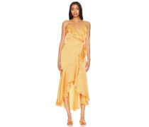 1. STATE Twist Front Cut Out Midi Dress in Orange