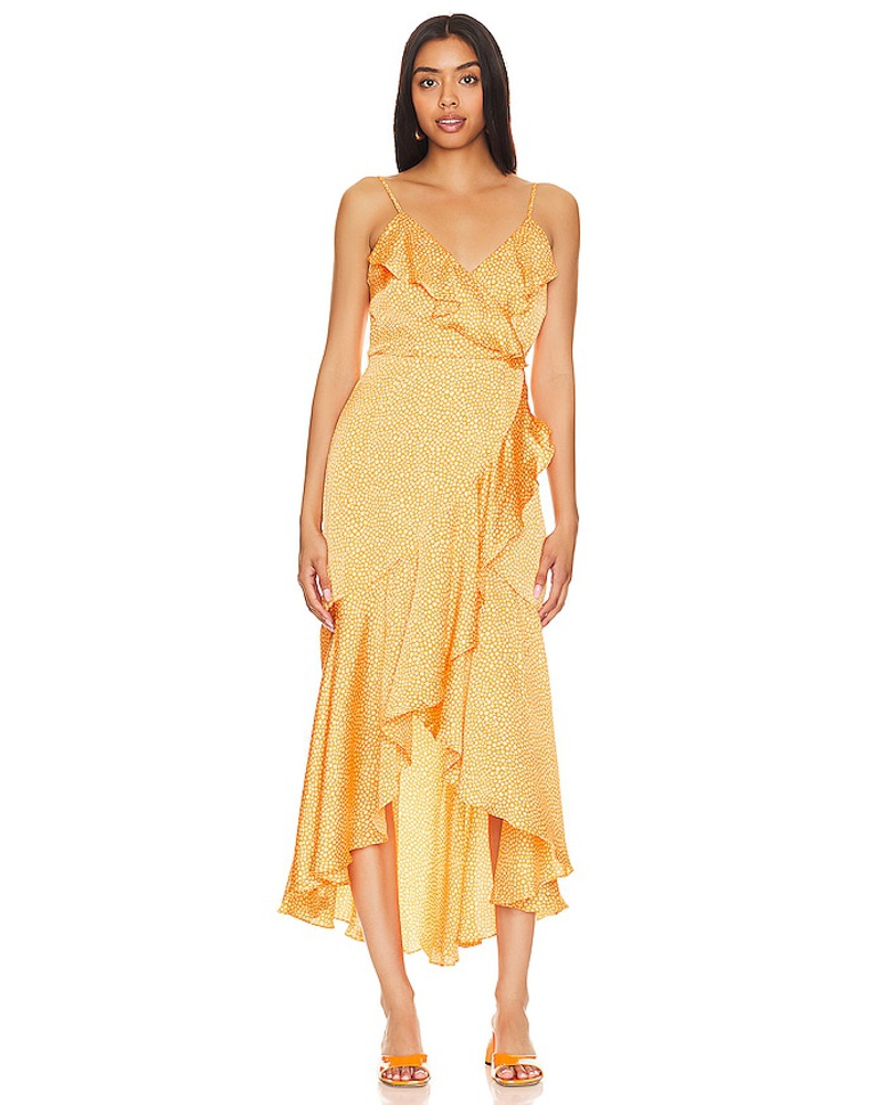 1.STATE Damen 1. STATE Twist Front Cut Out Midi Dress in Orange