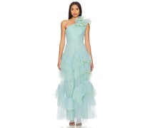 BCBGMAXAZRIA ONE-SHOULDER-TÜLLKLEID in Baby Blue