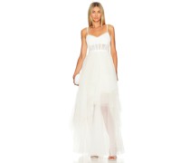 BCBGMAXAZRIA CORSET TULLE GOWN in Ivory