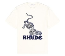 Rhude HEMD RHUDE LEPORD TEE IN VINTAGE WHITE in White