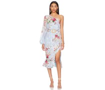 HEMANT AND NANDITA MIDI-KLEID BUCKLE BELT in Blue