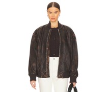 GRLFRND BLOUSONS DISTRESSED LEATHER OVERSIZED in Brown