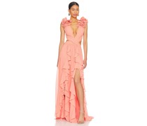 PatBO MAXIKLEID FLUTTER SLEEVE in Coral
