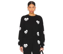 Lauren Moshi CROPPED-PULLOVER SPALDING SKULL HEART in Black