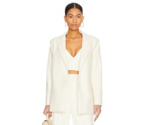 Alice + Olivia BLAZER JUSTIN VEGAN LEATHER in Ivory