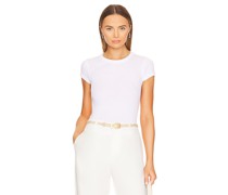 Enza Costa RUNDHALS CAP SLEEVE in White