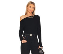 Enza Costa STRICK KNIT SLOUCH TOP in Black