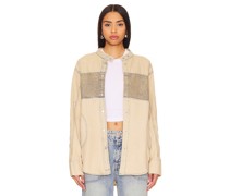 Free People x We The Free Moto Color Block Shirt in Beige