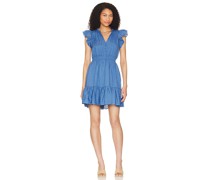 1. STATE KLEID MIT KNOPFLEISTE UND VOLANTÄRMEL in Blue