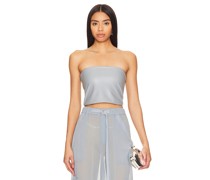 Lapointe Faux Leather Tube Top in Baby Blue