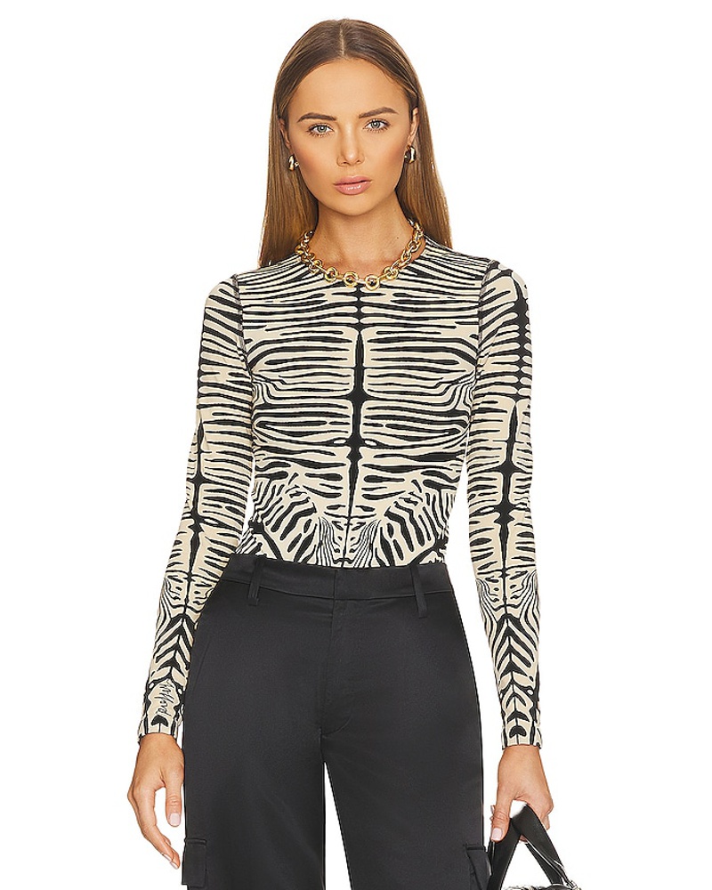 Wolford Damen Wolford BODY AURORA ZEBRA STRING in Tan