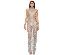 Lapointe Sequin Mesh Gown in Metallic Silver