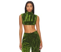 NBD CROP-TOP CRINKLED VELVET BACKLESS in Green