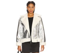 BLANKNYC JACKE AUS LEDERIMITAT in Metallic Silver