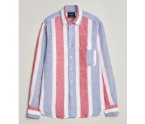 Thick Stripe Leinen Shirt Red/Blue