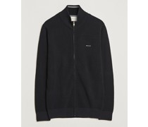 Baumwoll Pique Full-Zip Sweater Black