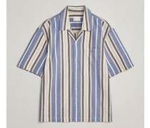 Relaxed Fit Wide Stripe Kurzarm Shirt Rich Blue