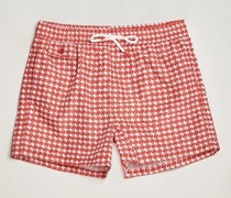 Printed Nylon Swim Shorts Red