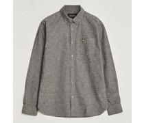 Leinen Button Down Shirt Grey Melange