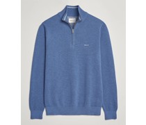 Baumwoll Pique Half-Zip Sweater Denim Blue Melange
